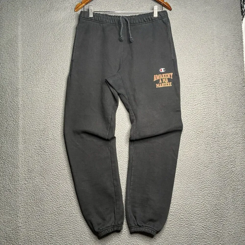 Champion x A Ma Maniere x Awake NY Sweatpants Black Size Small Drawstring